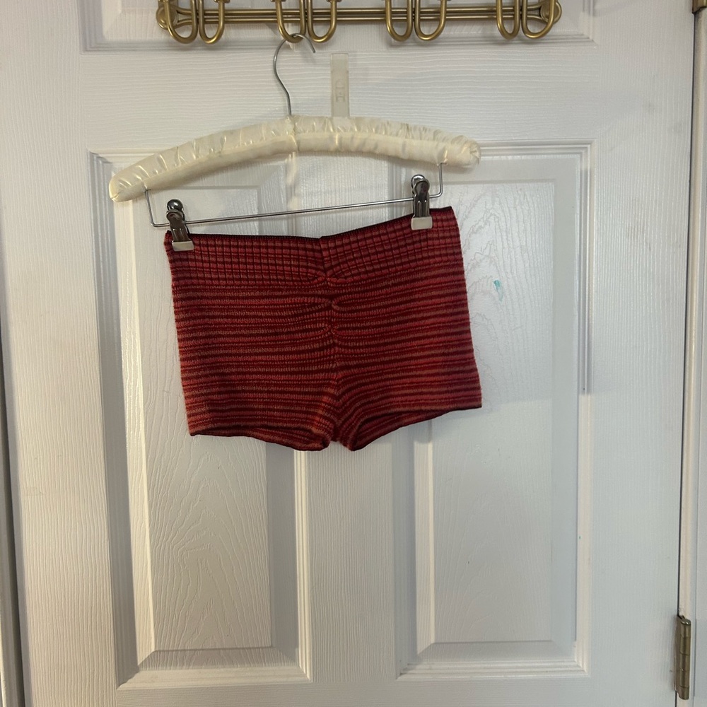 Red Striped Women's Bike Shorts - Stretch Knit